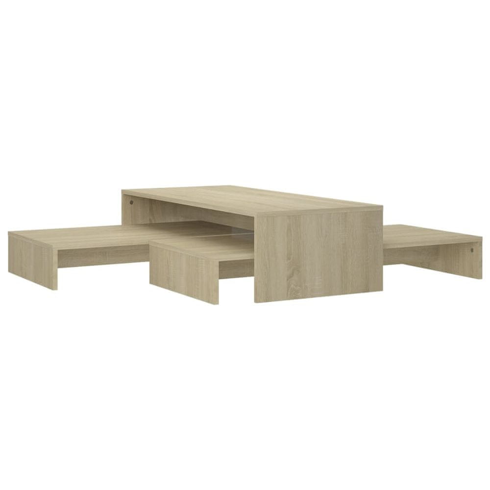 Vidaxl Zasúvací stolík dub sonoma 100x100x26,5 cm drevotrieska